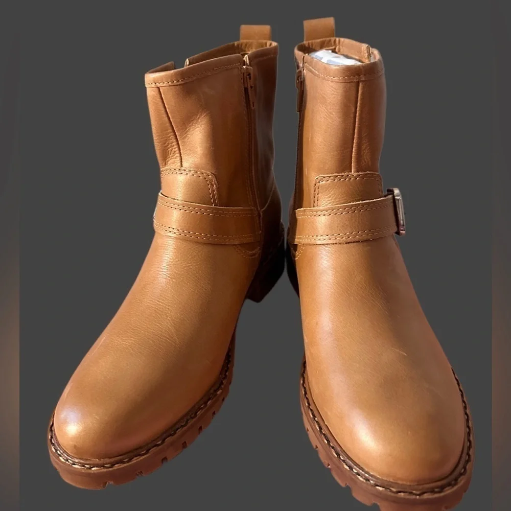 NEW Lucky Brand Women's Kenadie Ankle Riding Boot Brown Leather Size 7.5